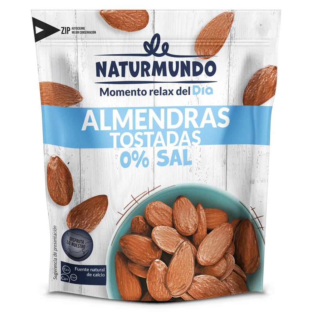 Almendras Tostadas Con Piel Sin Sal Naturmundo De Dia Bolsa 200 G