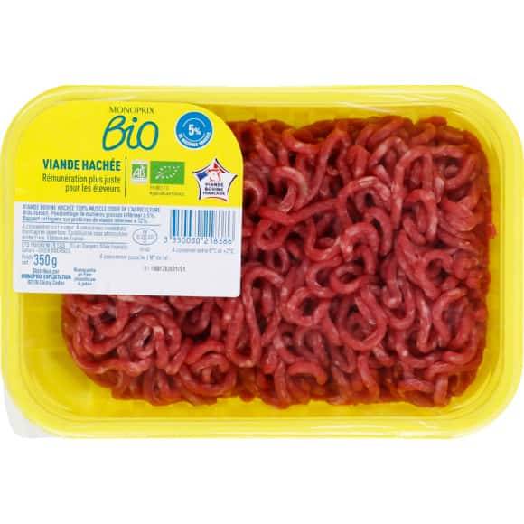 Monoprix Bio Viande Hach{E De Boeuf Fa\On Bouch}Re 5% Mat. Gr. Bio La Barquette De 350 G