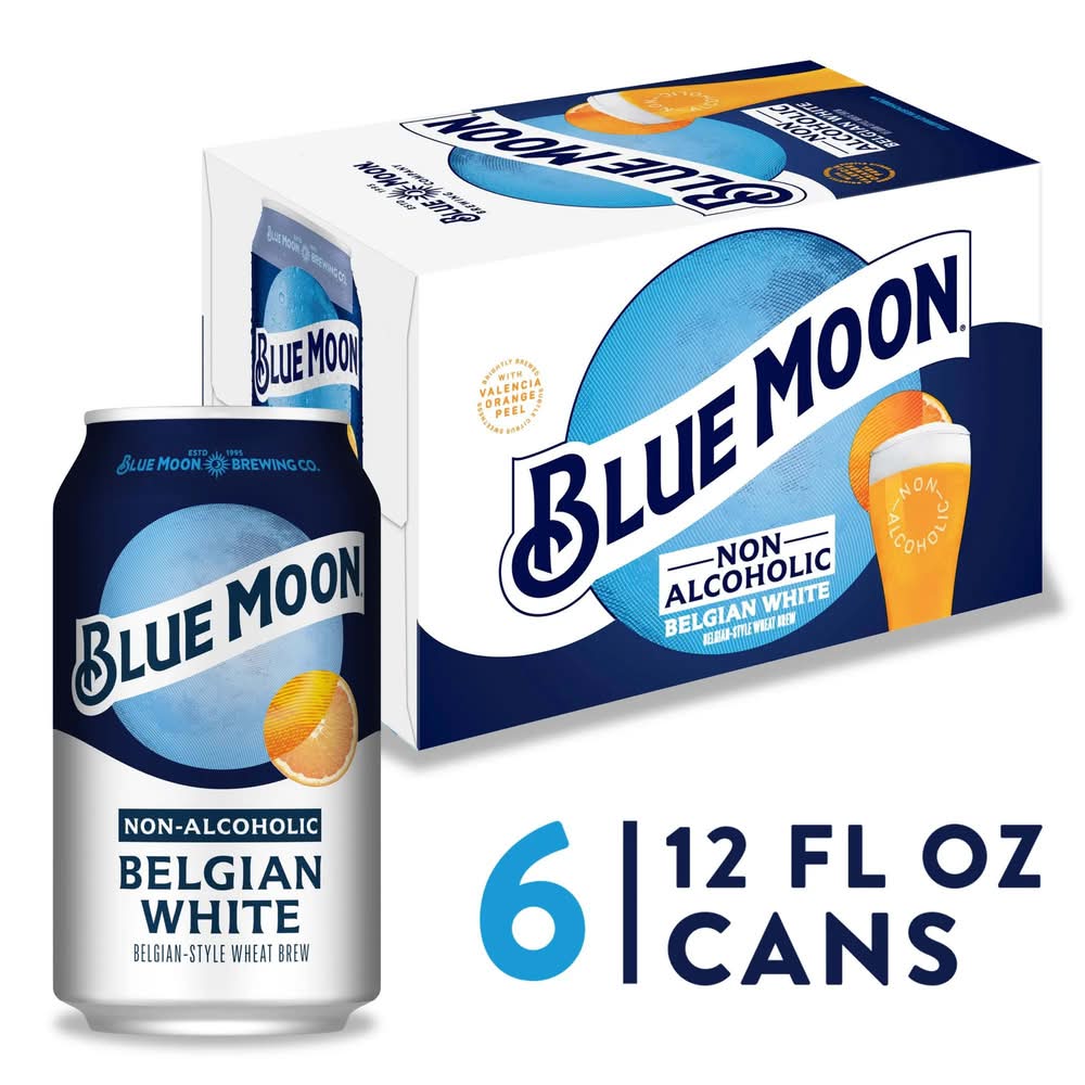 Blue Moon Non-Alcoholic Belgian White Craft Beer (6 x 12 fl oz)