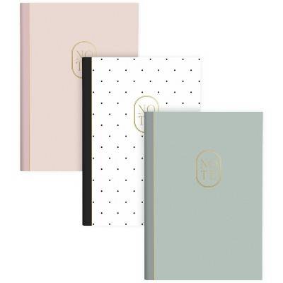 Sugar Paper Essentials Stitched Notebook Set, 6 in x 8 1/2 in, Assorted (3 ct)