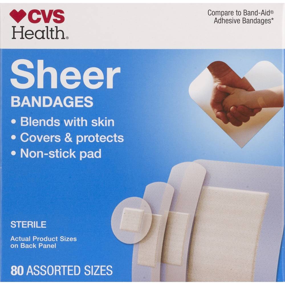 Cvs Health Sheer Bandages, Assorted Sizes, 60 Ct