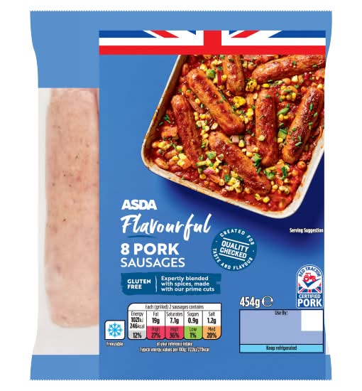 ASDA Flavourful Pork Sausages (8 pack)