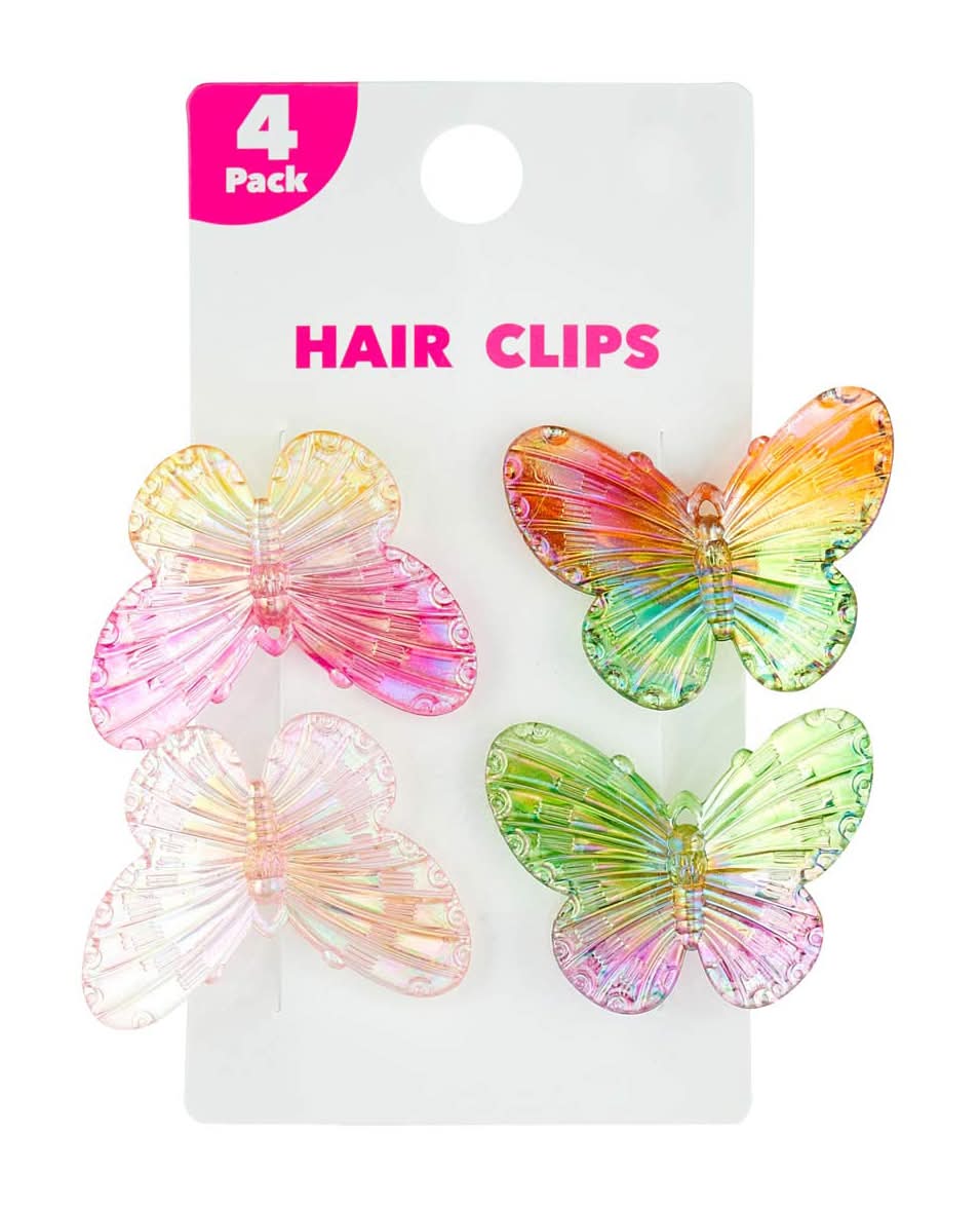 Spring Iridescent Butterfly Hair Clips 4 Pk
