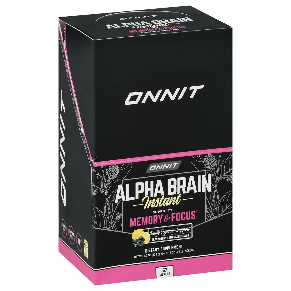 Onnit Alpha Brain Instant Supports Memory-Focus Dietary Supplement Packets, Blueberry-Lemonade (30 x 0.16 oz)