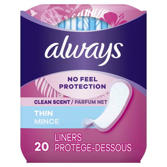Always Thin Daily Liners - Clean Scent, Regular, 20 ct