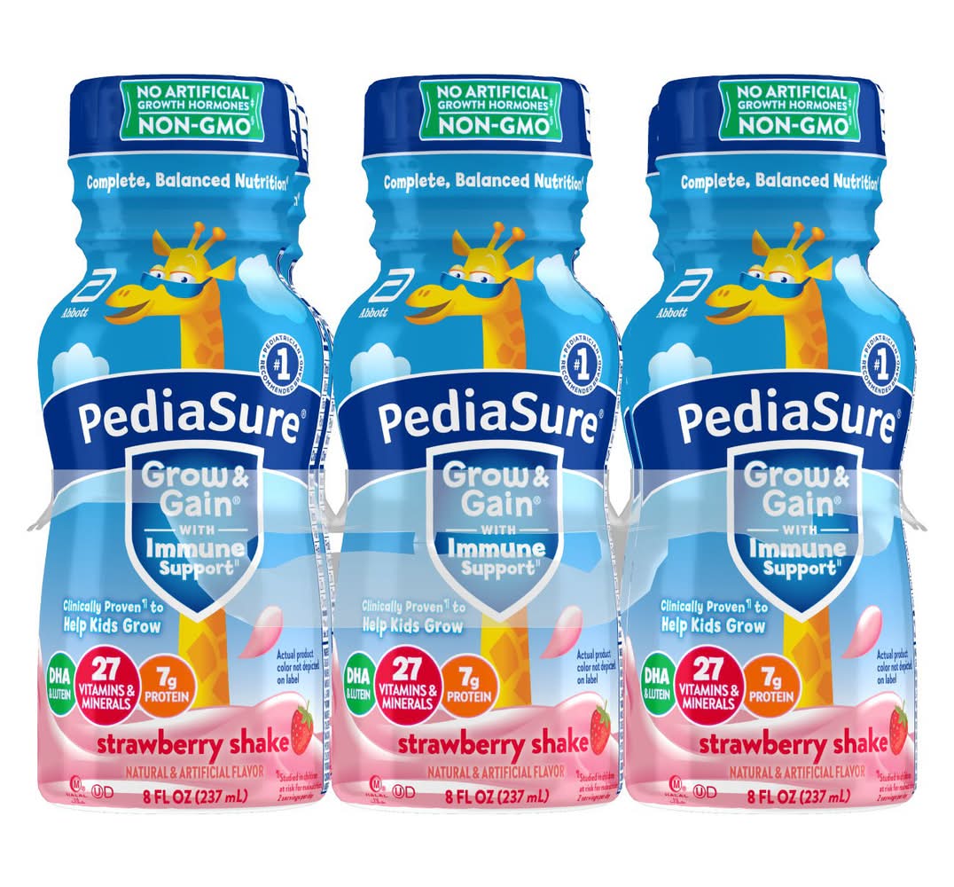 PediaSure Grow & Gain With Immune Support Shakes, Strawberry (6 x 8 fl oz)