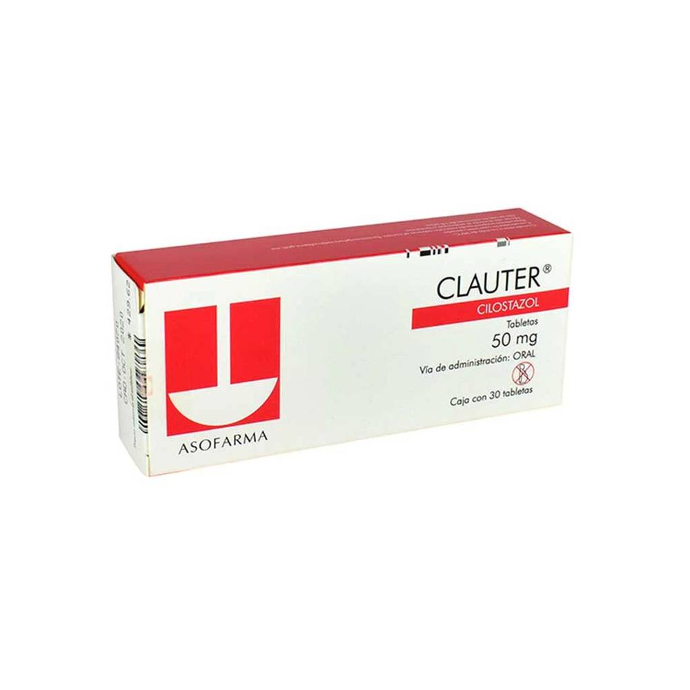Asofarma clauter cilostazol tabletas 50 mg (30 piezas)
