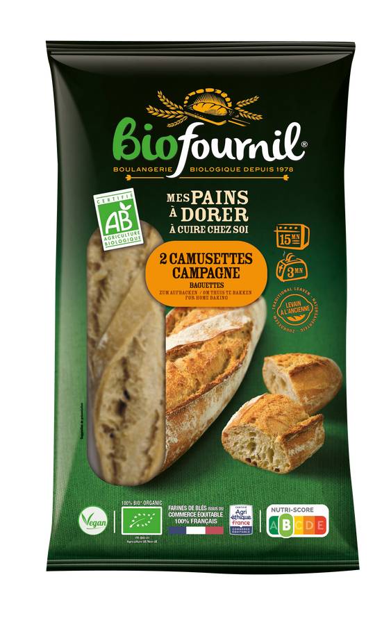 Biofournil - Pains camusettes campagne précuites bio ( 2 pièces )