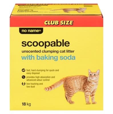 No Name Litière Agglomérante Pour Chat Facile À Ramasser Avec Bicarbonate De Sodium, Non Parfumée / Scoopable Unscented Clumping Cat Litter With Baking Soda 18.0 KG