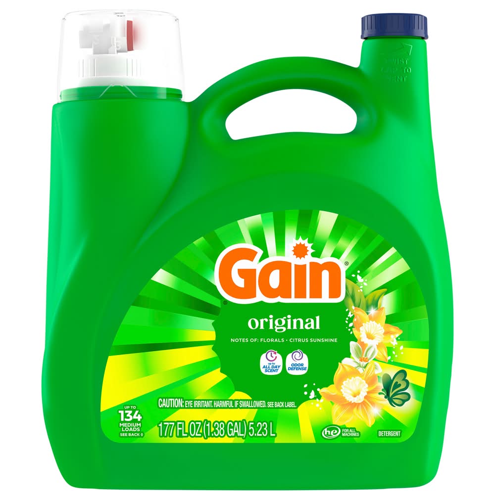 Gain Liquid Laundry Detergent 134 Loads, Original (177 fl oz)