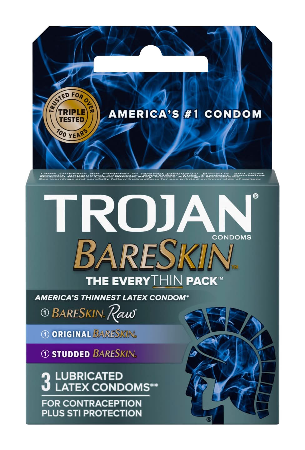 Trojan Bareskin Raw Lubricated Latex Condoms (3 ct)