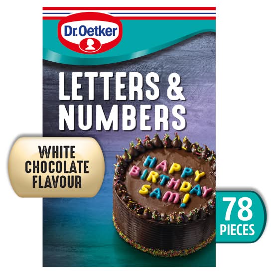 Dr. Oetker White Chocolate, Letters & Numbers Chocolate (78 pack)