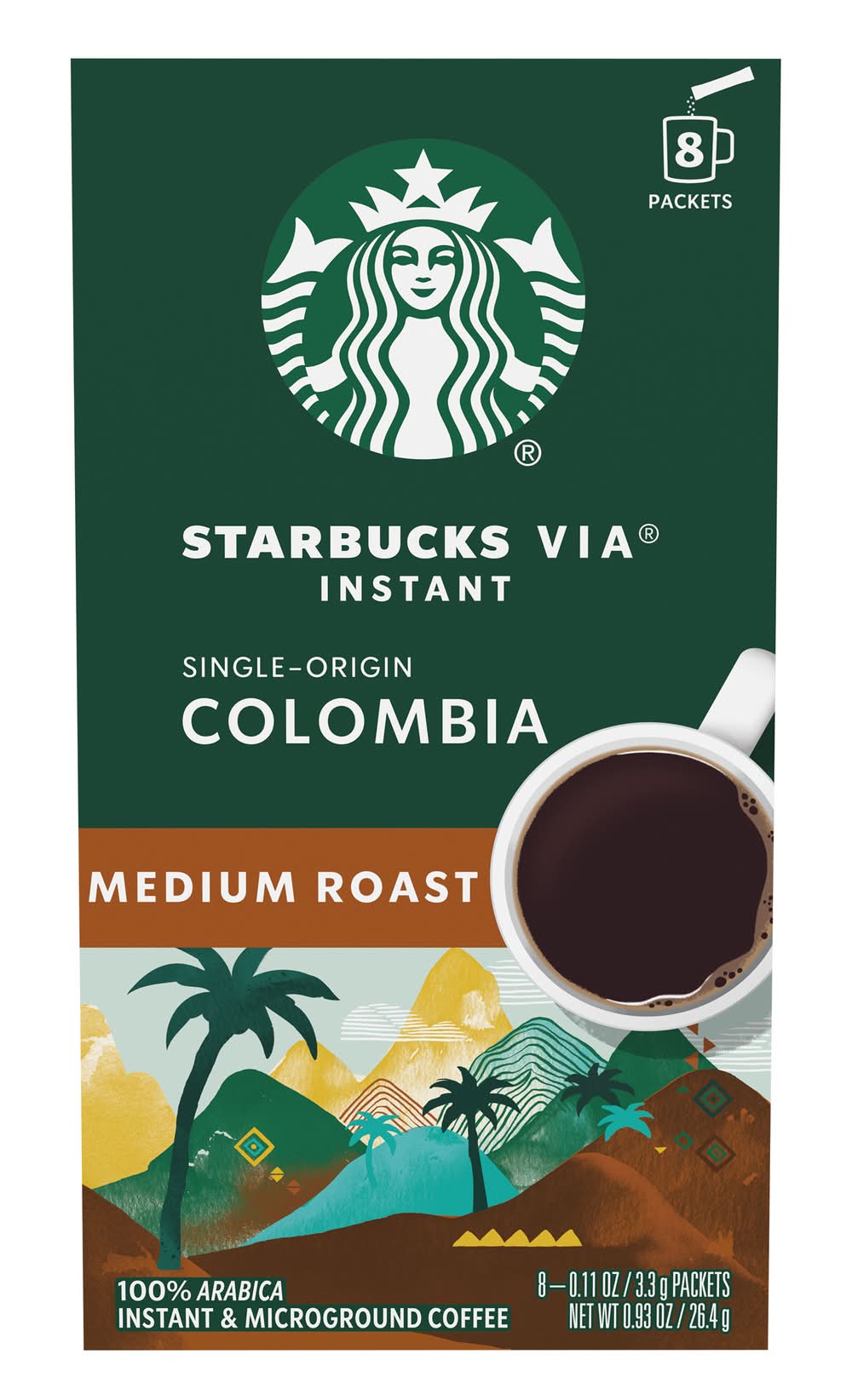 Starbucks Via Instant Colombia Medium Roast Instant Coffee Packets (0.11 oz, 8 ct)