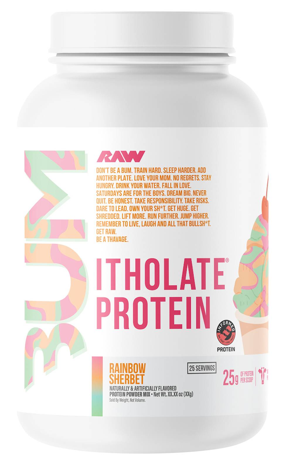 RAW Cbum Itholate Protein Powder Mix, Rainbow Sherbet