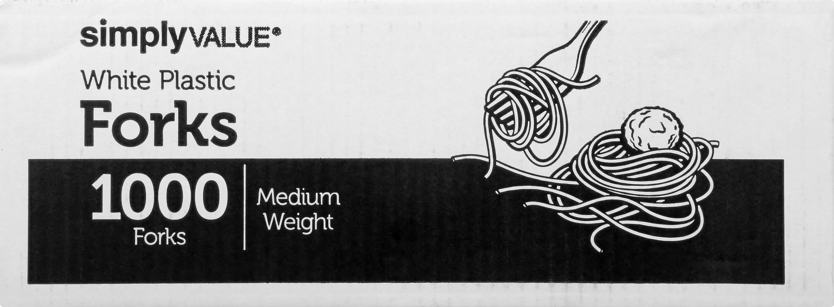 Simply Value Medium Weight White Plastic Forks (1.66 lbs)