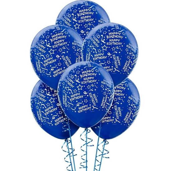 Uninflated 6ct, 12in, Royal Blue Birthday Balloons - Confetti