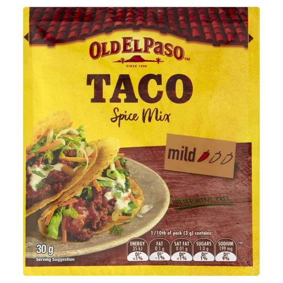 Old El Paso Spice Mix For Tacos Mild 30g