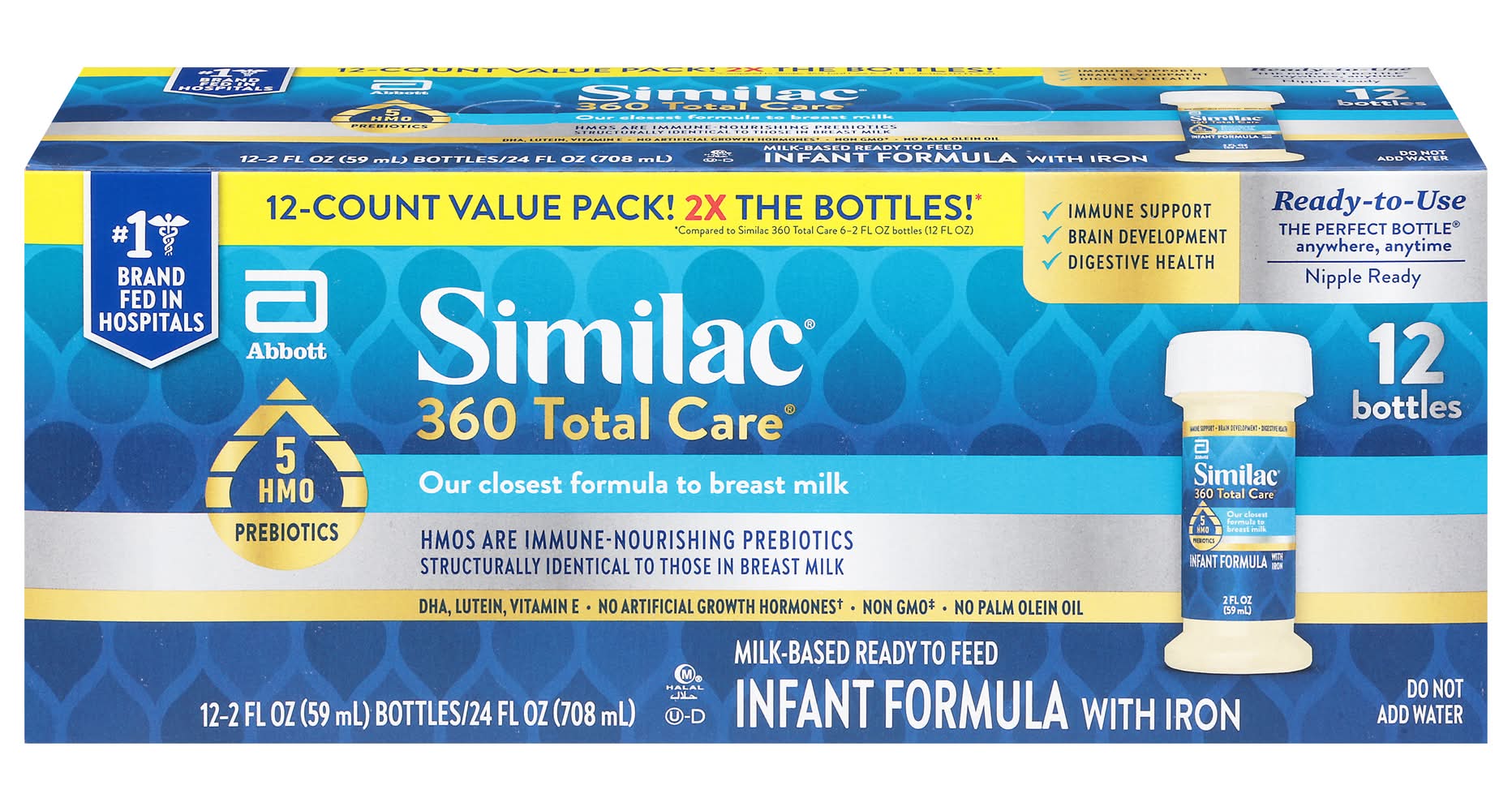 Similac 360 Total Care 5 Hmo Prebiotics Infant Formula With Iron (12 x 2 fl oz)