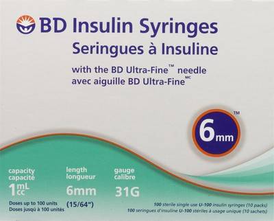 Bd Insulin Syringes 6 mm (100 units)