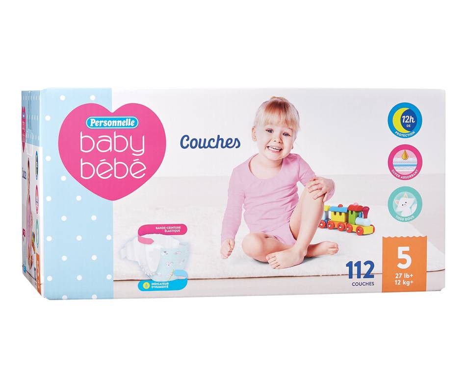 Personnelle couches bébé (112 unités) (taille 5)