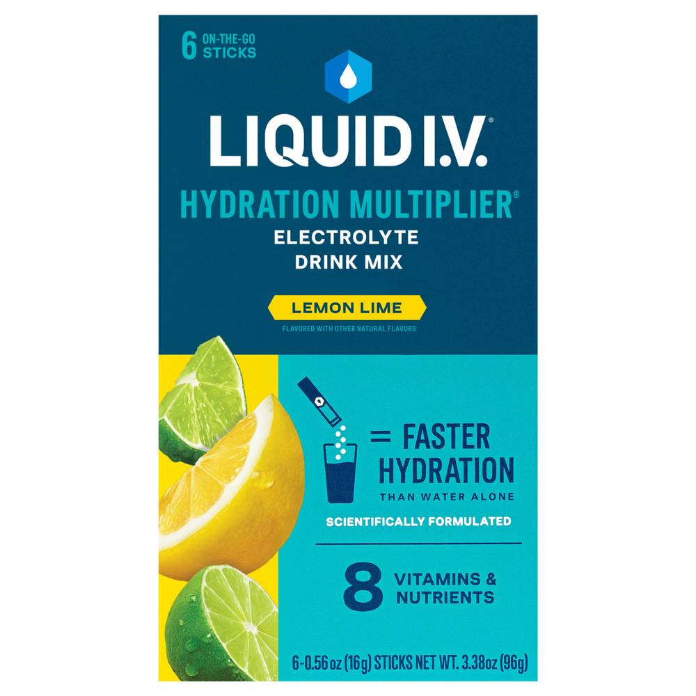 Liquid I.V. Hydration Multiplie Electrolyte Drink Mix, Lemon Lime (3.38 oz, 6 ct)