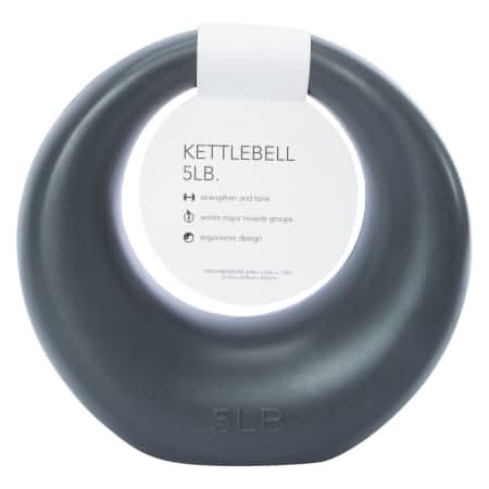 Series-8 Fitness™ 5lb Kettlebell Ergonomic Design Weight Grey