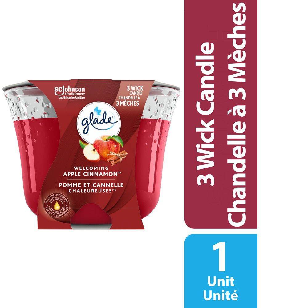 Glade 3 Wick Scented Candle Air Freshener, Apple-Cinnamon
