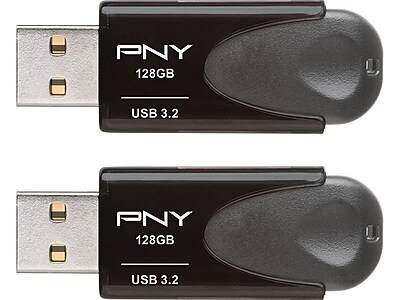 PNY Elite Turbo Attache 4 128GB USB 3.2 Flash Drive, Black, 2/Pack (P-FD128X2TBAT4G)