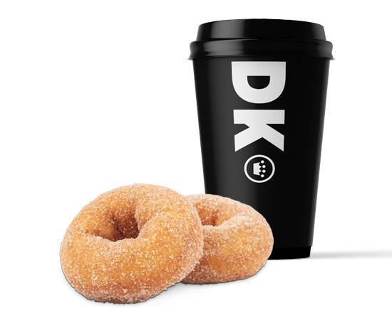 Small Coffee and Two Cinnamon Donuts