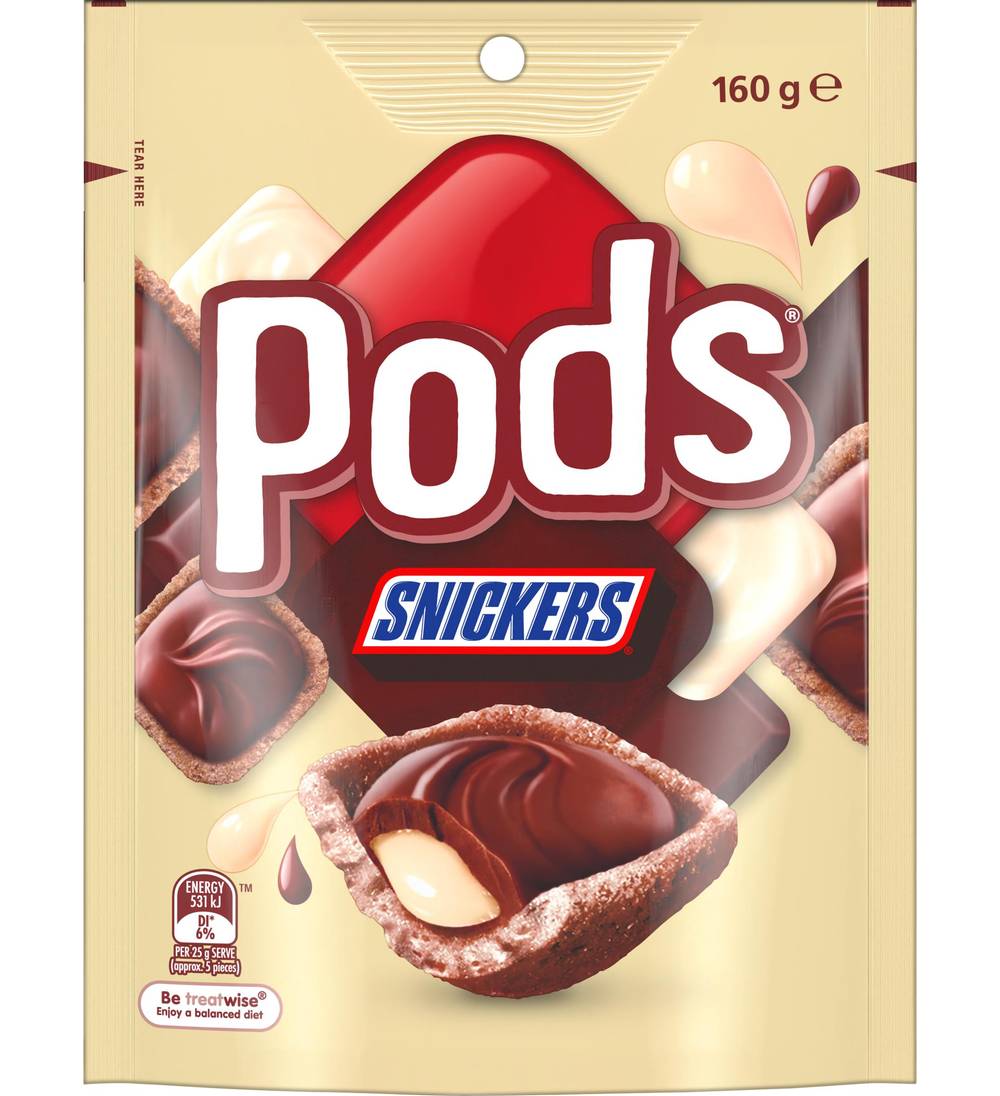 Pods Snickers Chocolates Snack & Share Party Bag (160g)