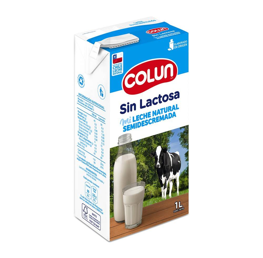 Colun · Leche semidescremada sin lactosa (1 L)