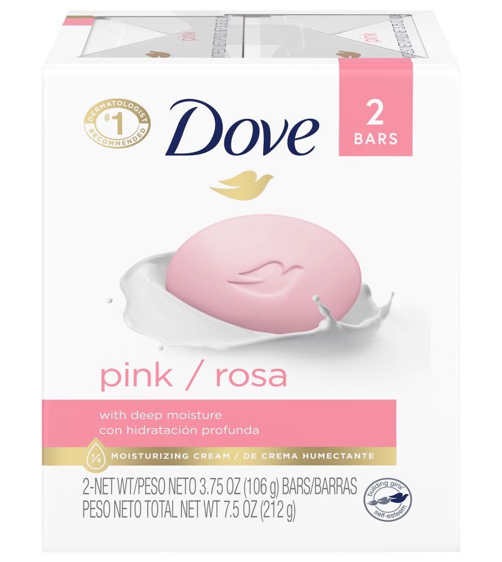 Dove Deep Moisturizing Cream Beauty Soap Bar, Pink Rosa (2 x 3.75 oz)