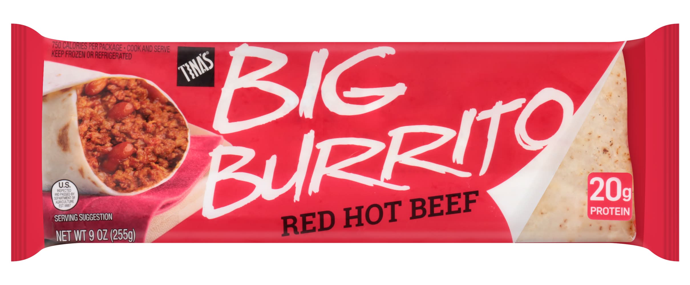 Tina's Big Burrito Beef, Red Hot (9 oz)