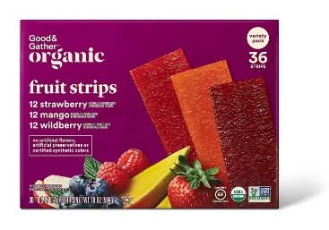 Good & Gather Organic Fruit Strip Variety pack, Strawberry-Mango-Wildberry (36 x 0.5 oz)