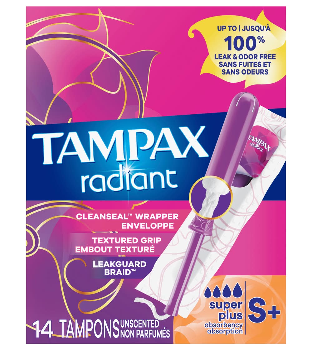 Tampax Radiant Super Plus Absorbency Unscented Tampons (6.4 oz, 14 ct)