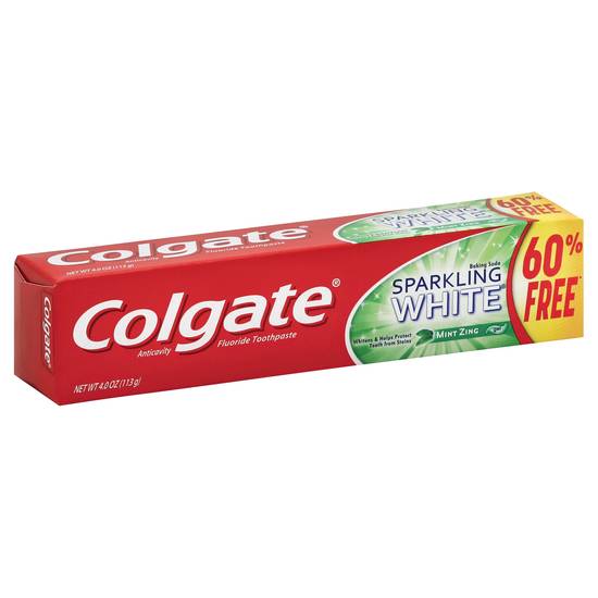 Colgate Sparkling Anticavity Fluoride Mint Zing Gel Toothpaste With Baking Soda