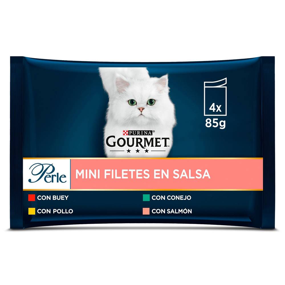 Finas Láminas Surtidas En Salsa Para Gatos Gourmet Bolsa 4 X 85 G