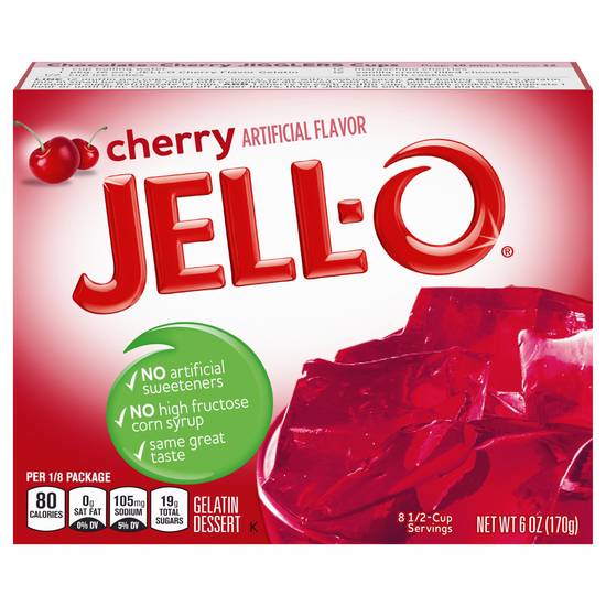 Jell-O Instant Powdered Cherry Flavor Gelatin Dessert