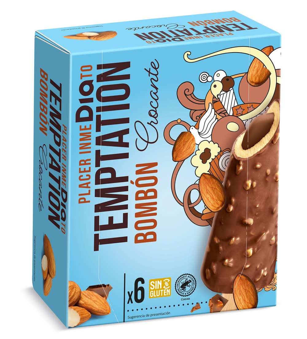 Helado Bombón Crocante 6 Unidades Temptation De Dia Caja 378 G
