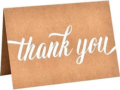 Gartner Studios Matte Personal Thank You Notecards, Kraft/White, 50/Pack (83642)