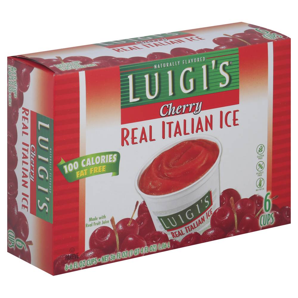 LUIGI'S Cherry Real Italian Ice (6 fl oz, 6 ct)