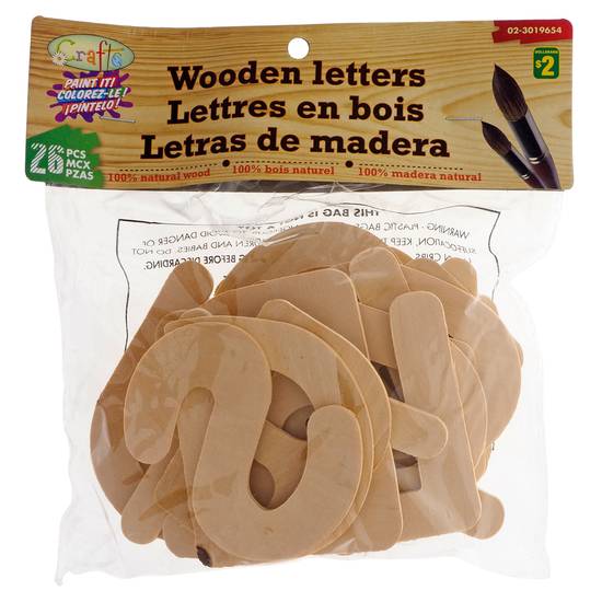 Crafts Lettres en bois baturel dans sac-26un. (##)