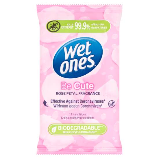 Wet Ones Be Cute Antibacterial Hand & Body Wipes Rose Petal Fragrance (12 ct)