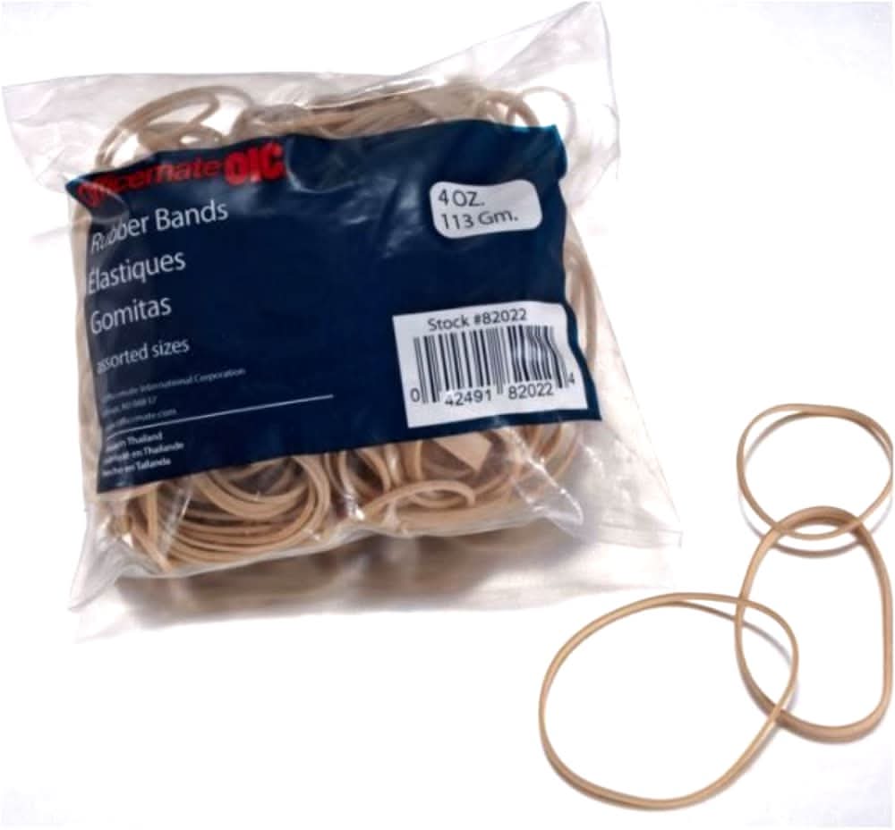 Officemate OIC Rubber Bands, Assorted, Natural (4 oz)