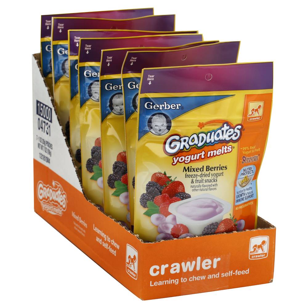 Gerber Snacks For Baby 8+ Months Crawler Mixed Berries Yogurt Melts