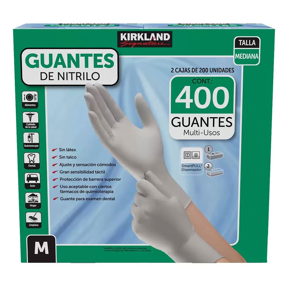 Kirkland Signature · Guantes de nitrilo, M (2 x 200 un)