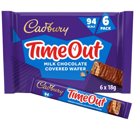 Cadbury Timeout Milk Chocolate Covered Wafer (6 x 18g)