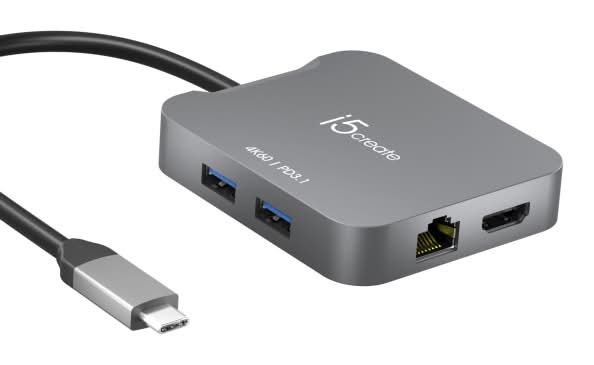 j5create 4K Elite USB-C Travel Adapter, Space Gray, JCD3191