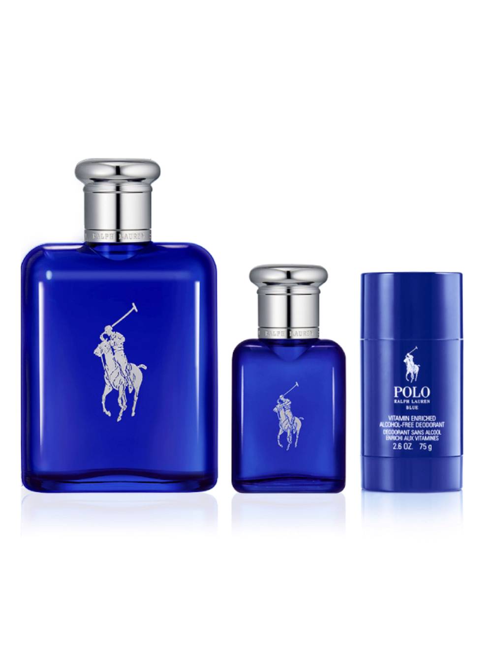 Ralphl set perfume polo blue edt +  edt + desodorante hombre (caja 3 u)