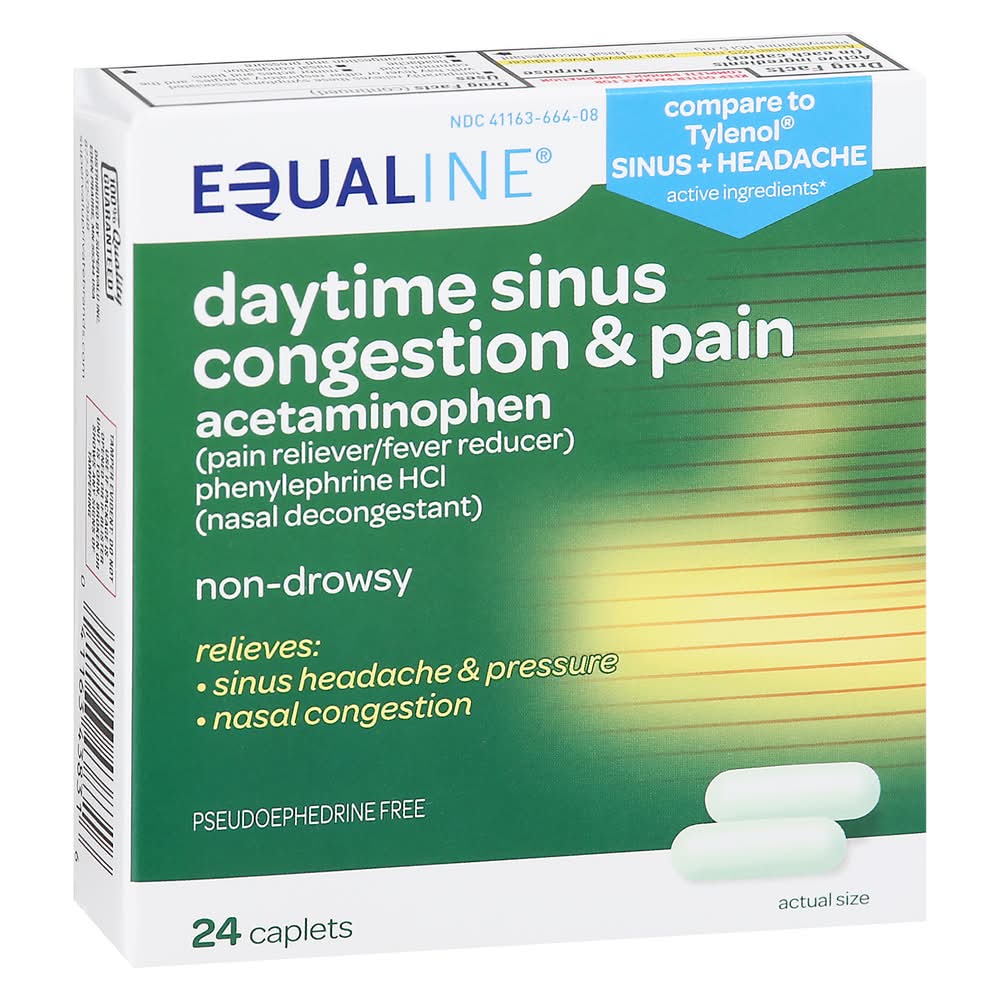 Equaline Acetaminophen Daytime Sinus Congestion & Pain Relief (2.9 oz, 24 ct)